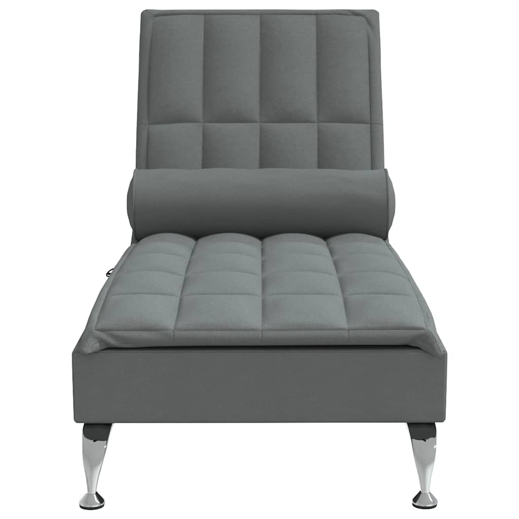 Chaise longue de massage avec traversin gris foncé tissu - XIOS