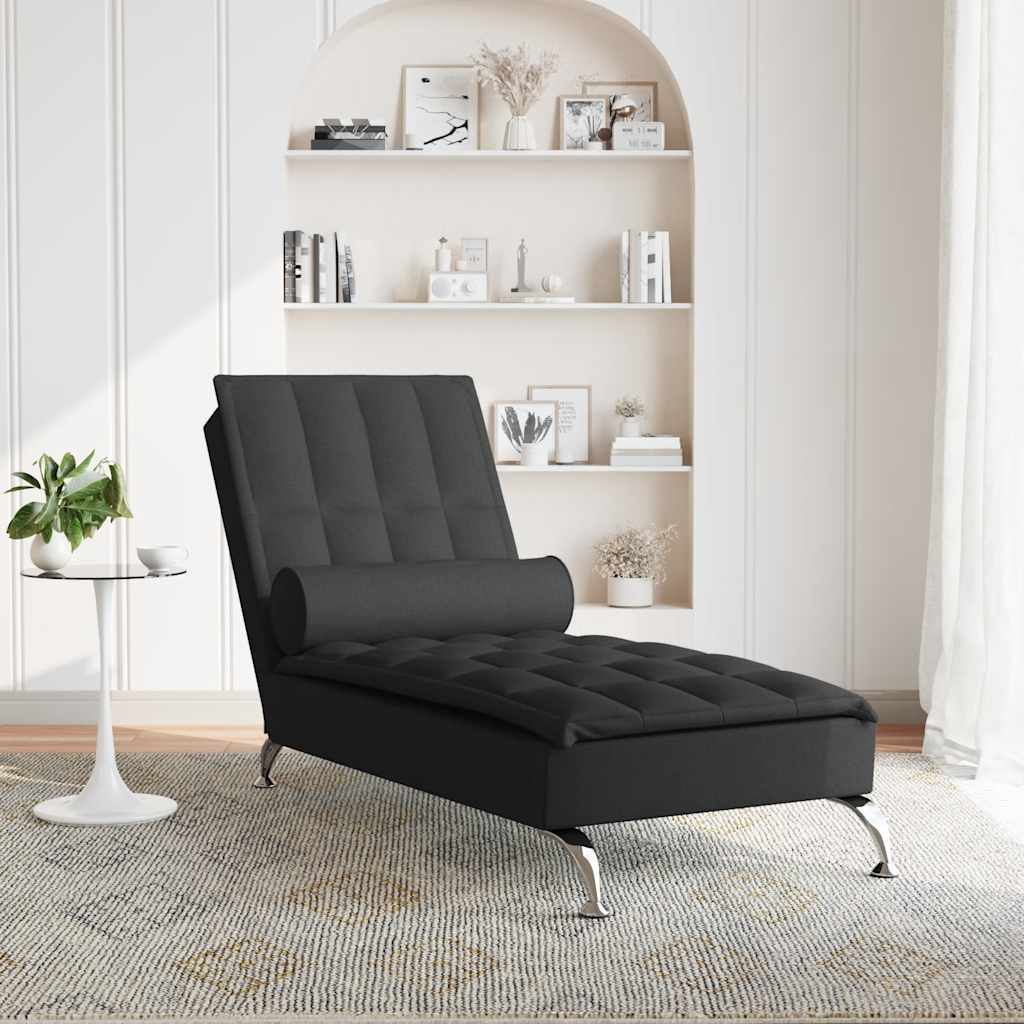 Chaise longue de massage avec traversin noir tissu - XIOS