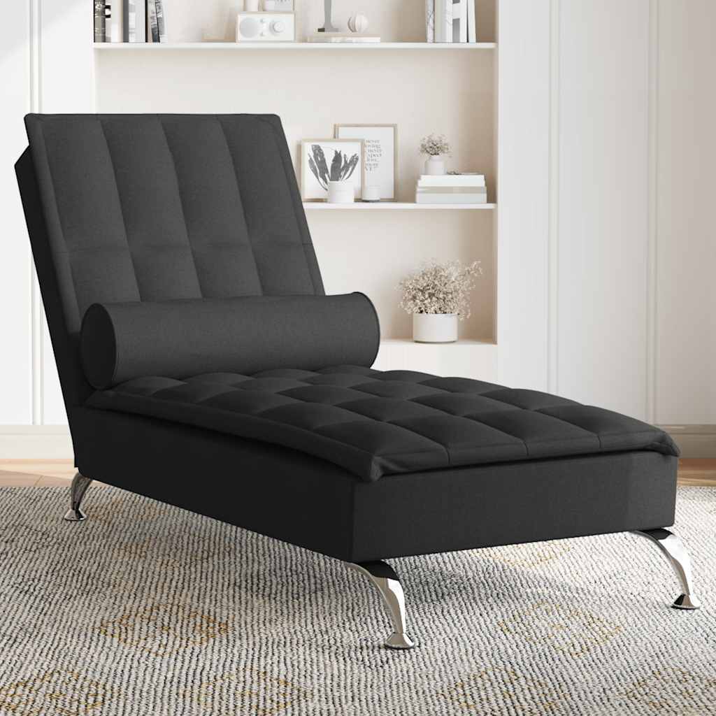 Chaise longue de massage avec traversin noir tissu - XIOS