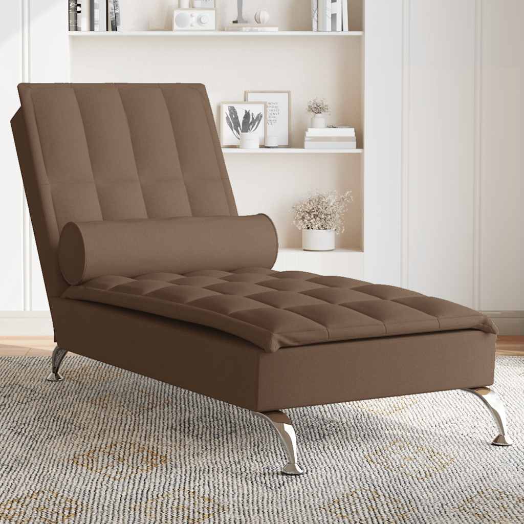 Chaise longue de massage avec traversin marron tissu - XIOS