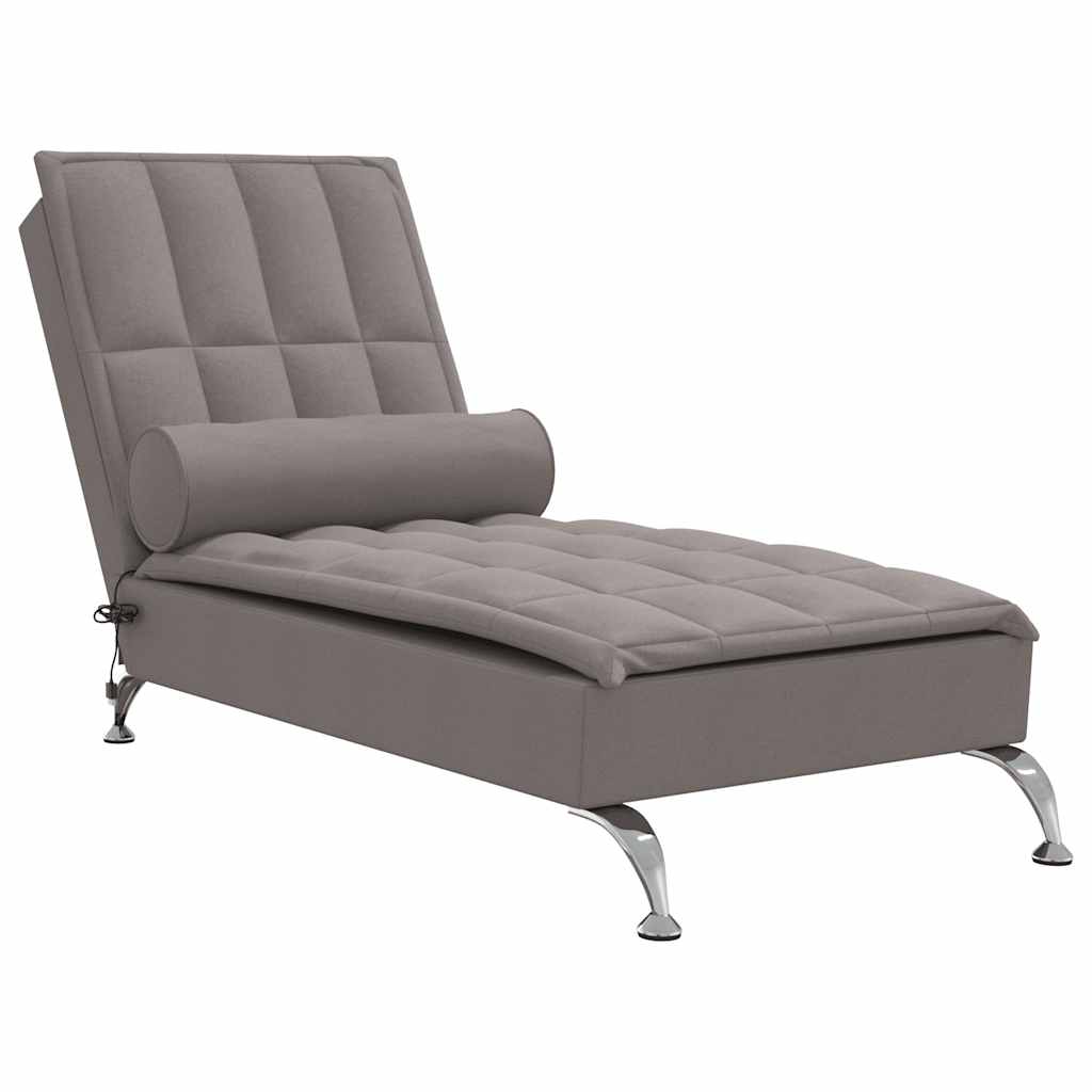 Chaise longue de massage avec traversin taupe tissu - XIOS