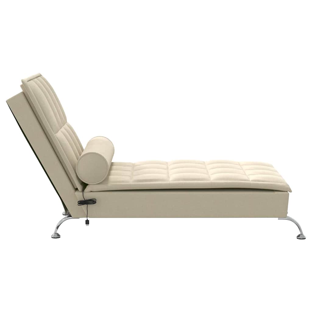 Chaise longue de massage avec traversin crème tissu - XIOS
