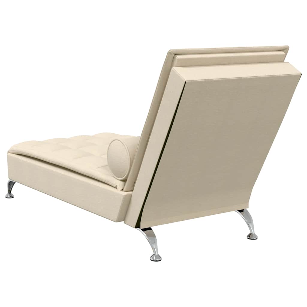 Chaise longue de massage avec traversin crème tissu - XIOS