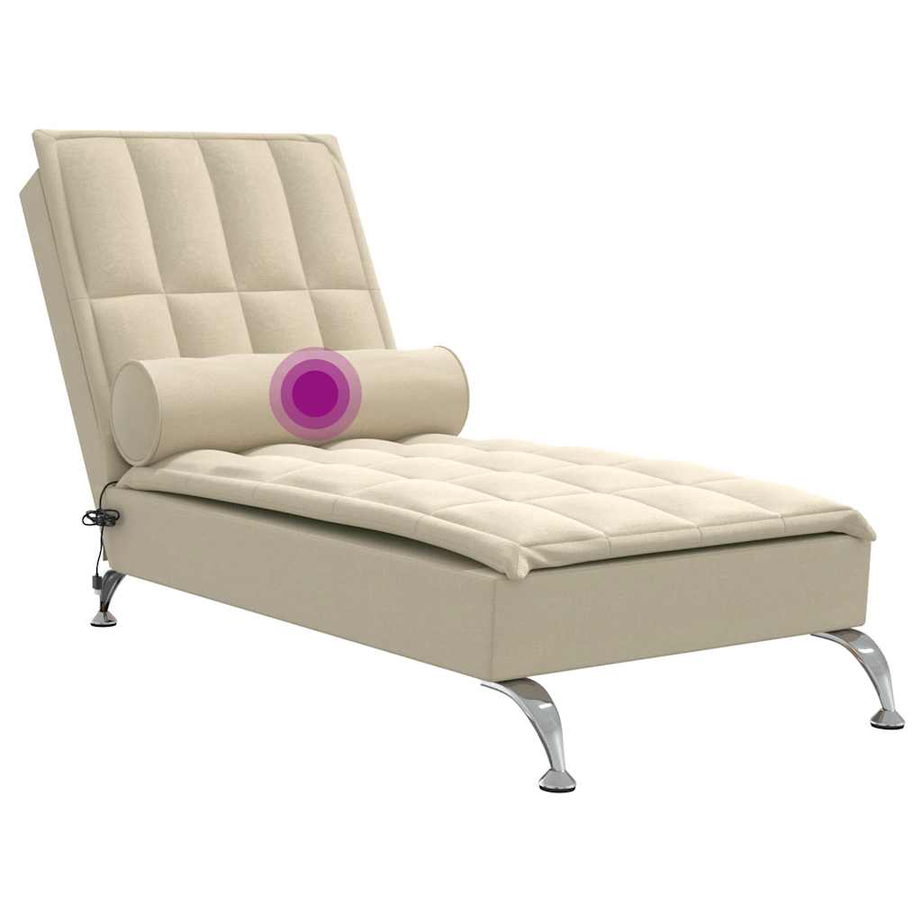Chaise longue de massage avec traversin crème tissu - XIOS