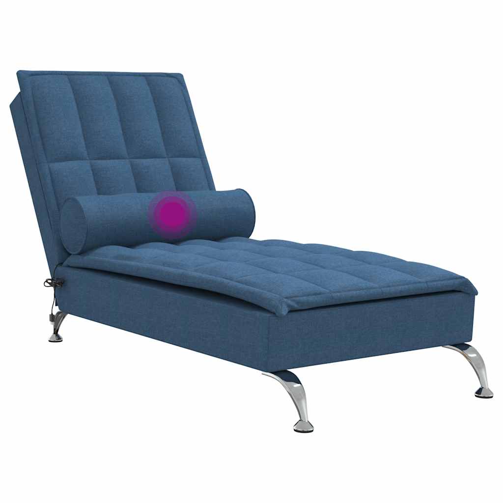 Chaise longue de massage avec traversin bleu tissu - XIOS