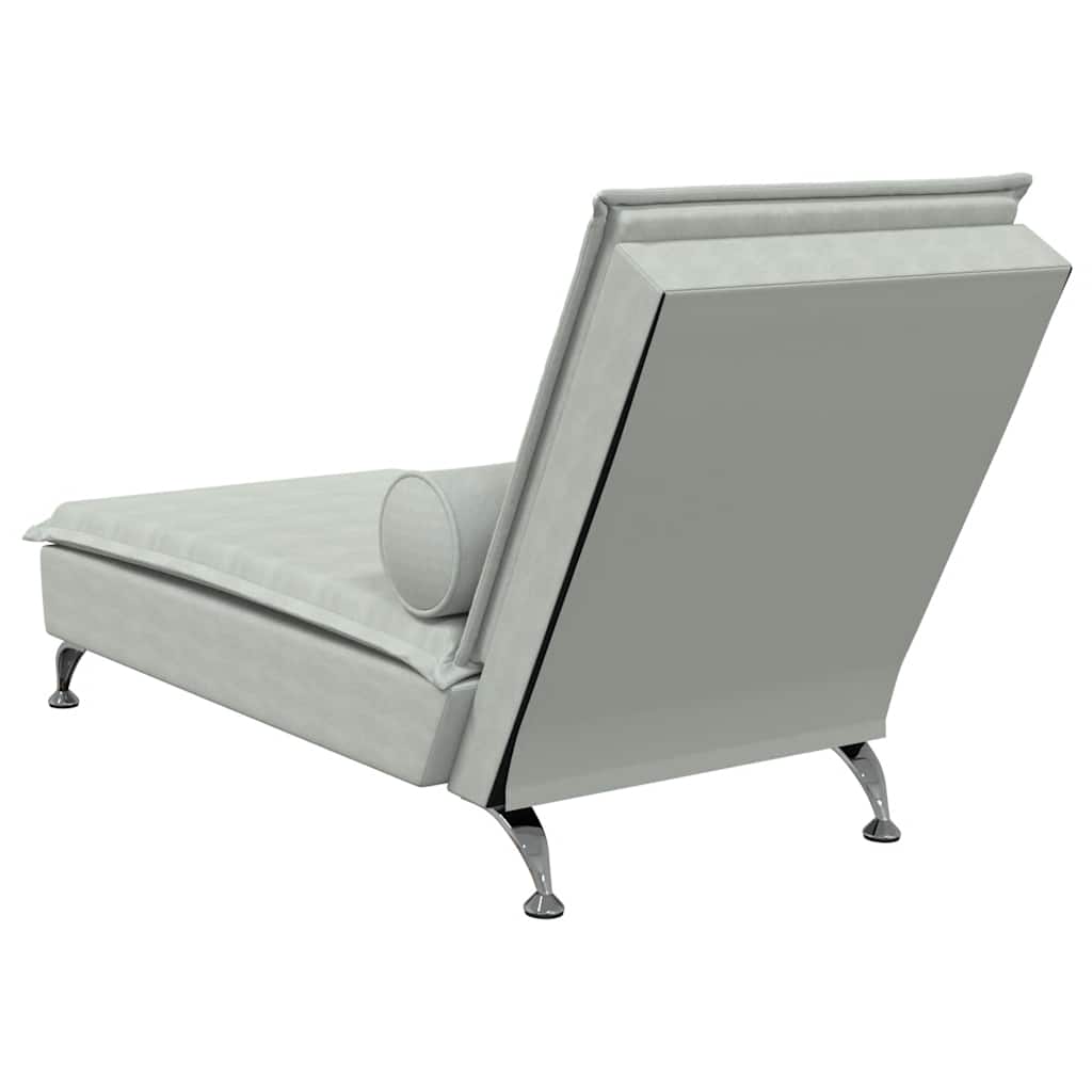Chaise longue de massage avec traversin gris clair velours - XIOS
