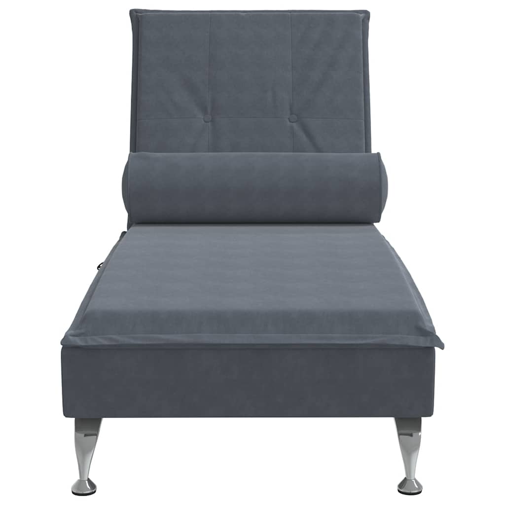 Chaise longue de massage avec traversin gris foncé velours - XIOS