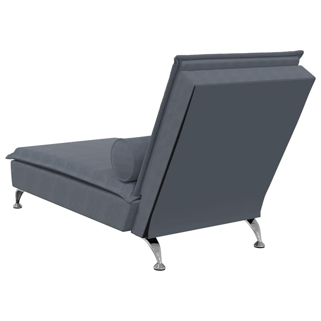 Chaise longue de massage avec traversin gris foncé velours - XIOS