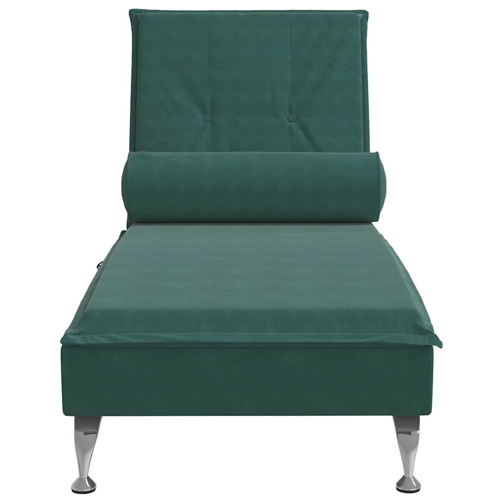 Chaise longue de massage avec traversin vert foncé velours - XIOS