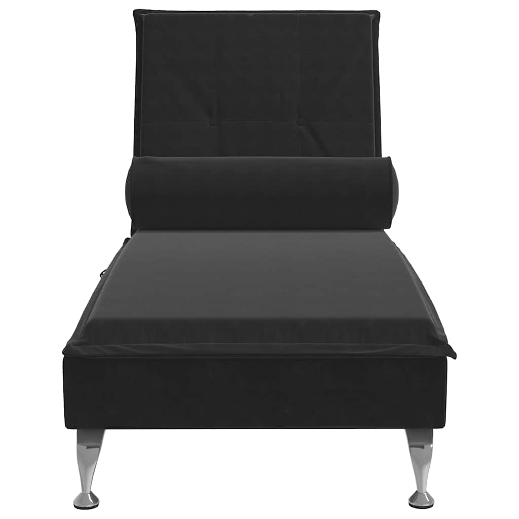 Chaise longue de massage avec traversin noir velours - XIOS