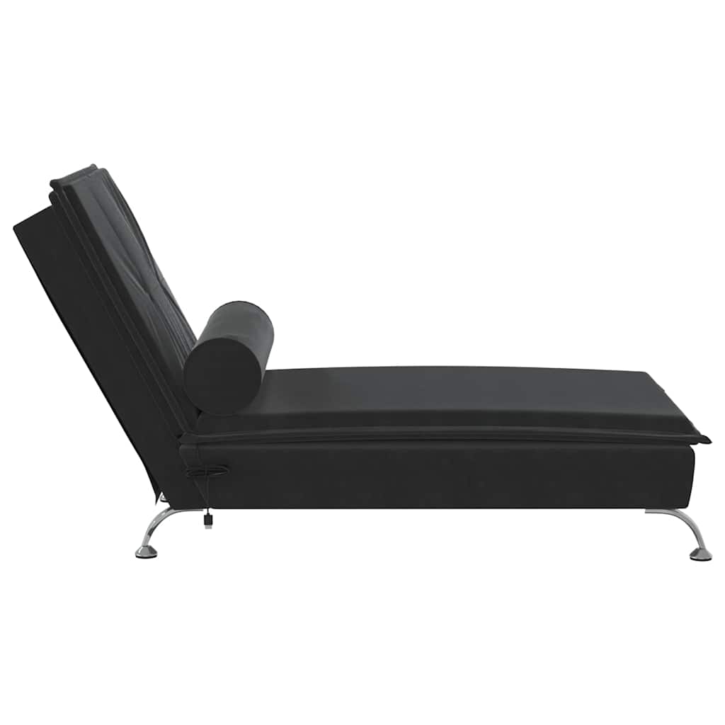 Chaise longue de massage avec traversin noir velours - XIOS
