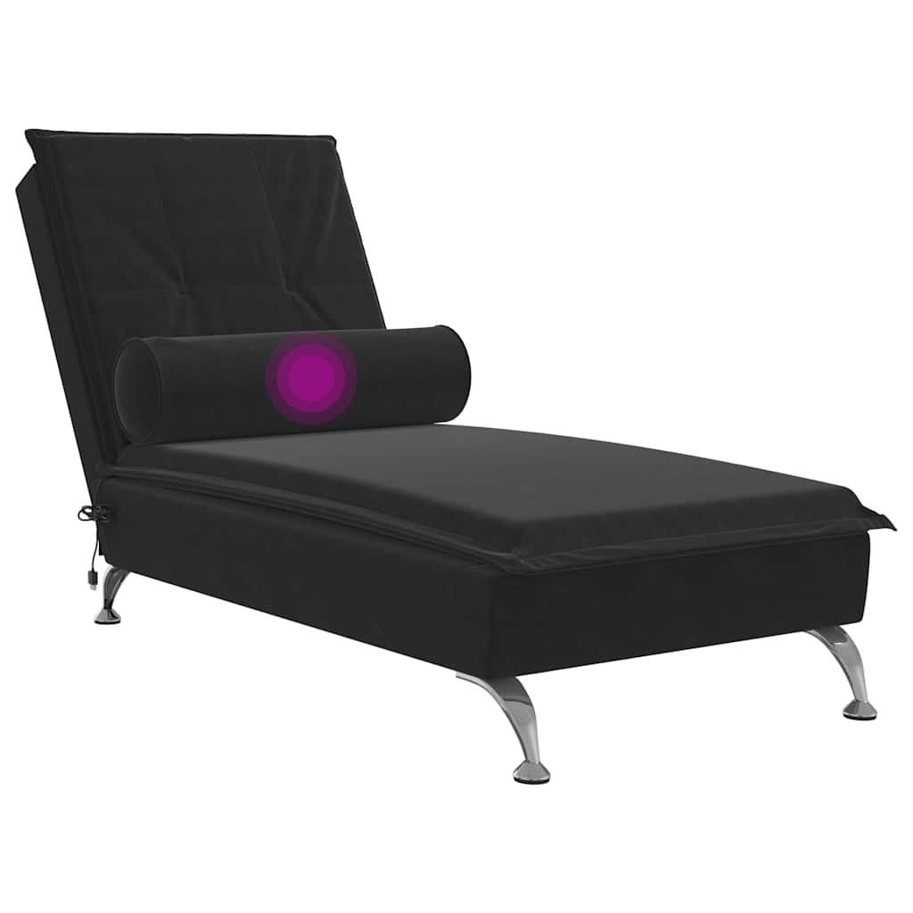 Chaise longue de massage avec traversin noir velours - XIOS
