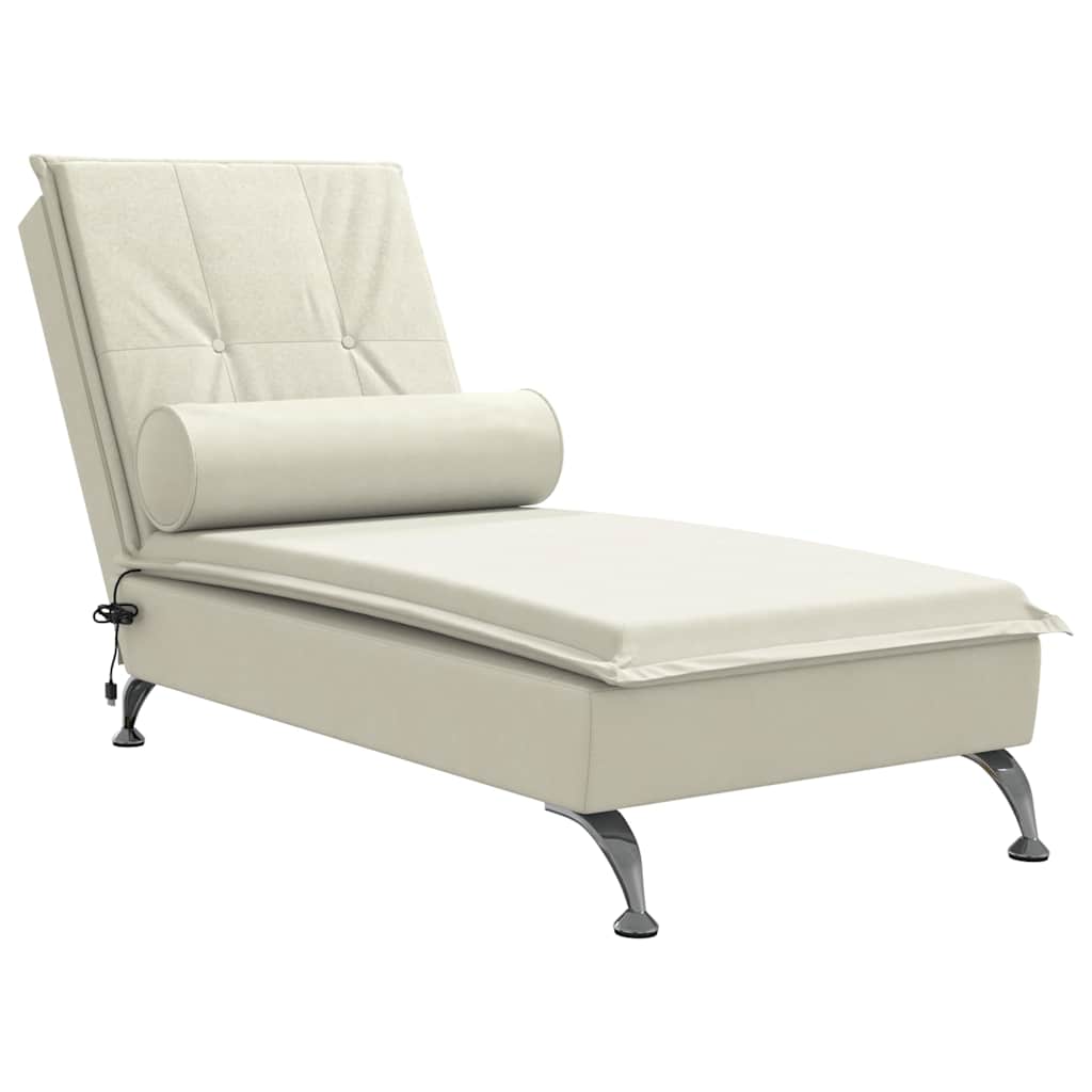 Chaise longue de massage avec traversin crème velours - XIOS
