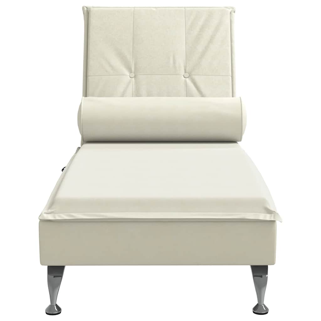Chaise longue de massage avec traversin crème velours - XIOS