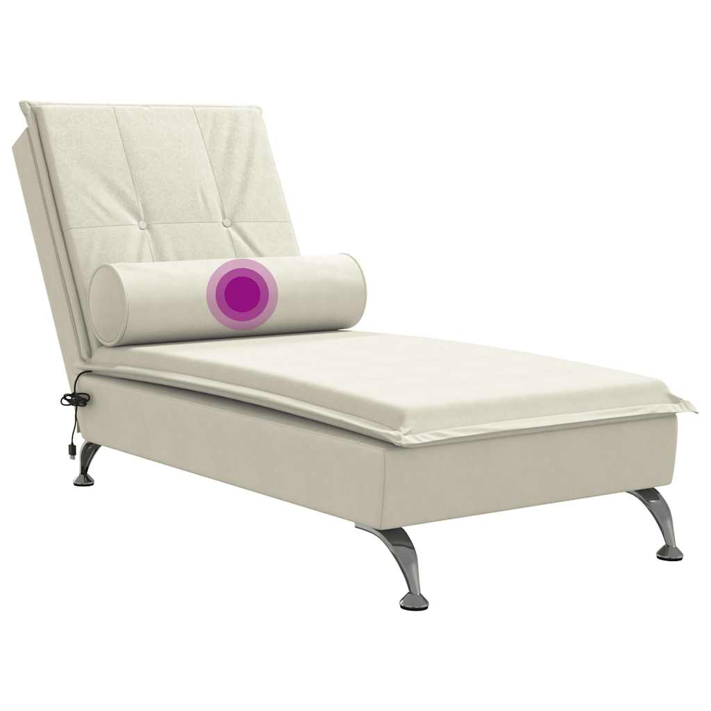 Chaise longue de massage avec traversin crème velours - XIOS
