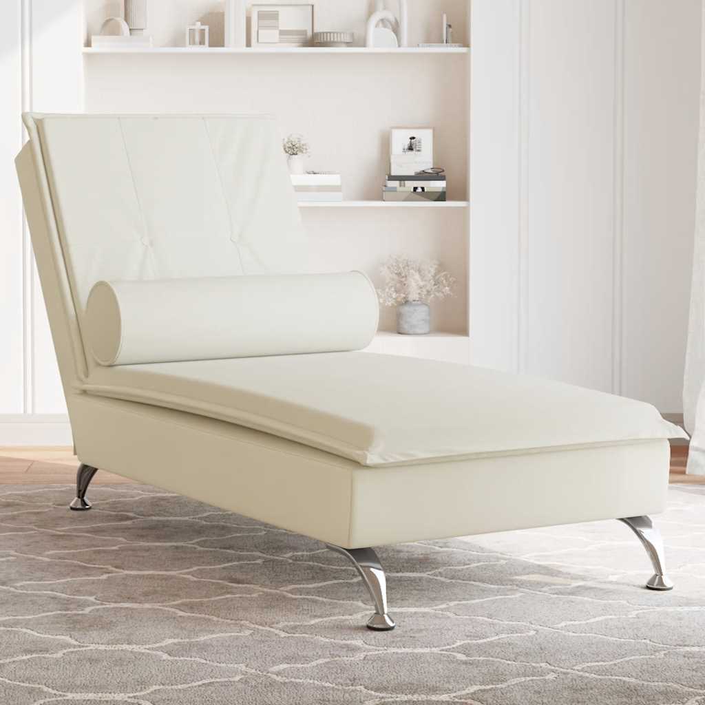 Chaise longue de massage avec traversin crème velours - XIOS