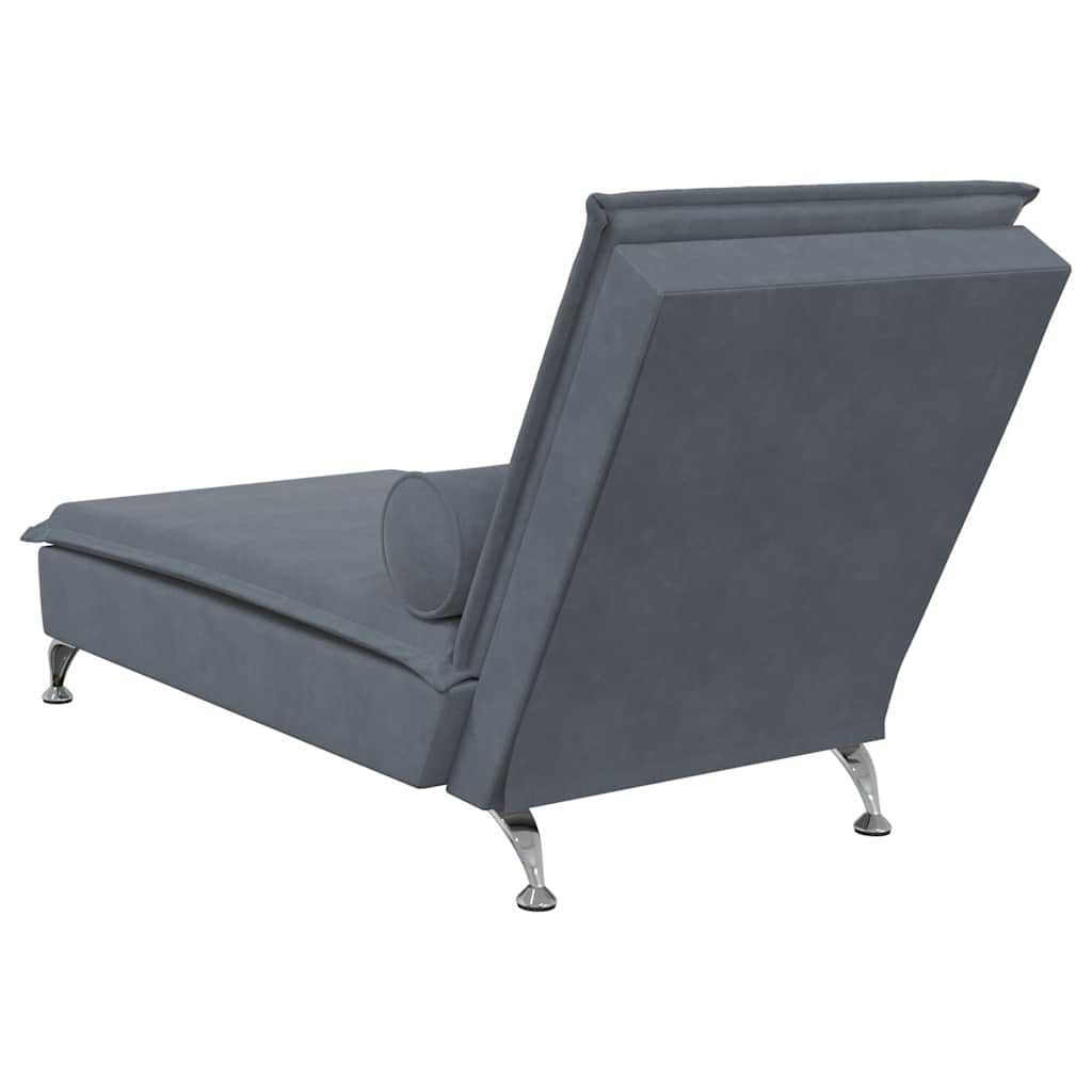 Chaise longue de massage avec traversin gris foncé velours - XIOS