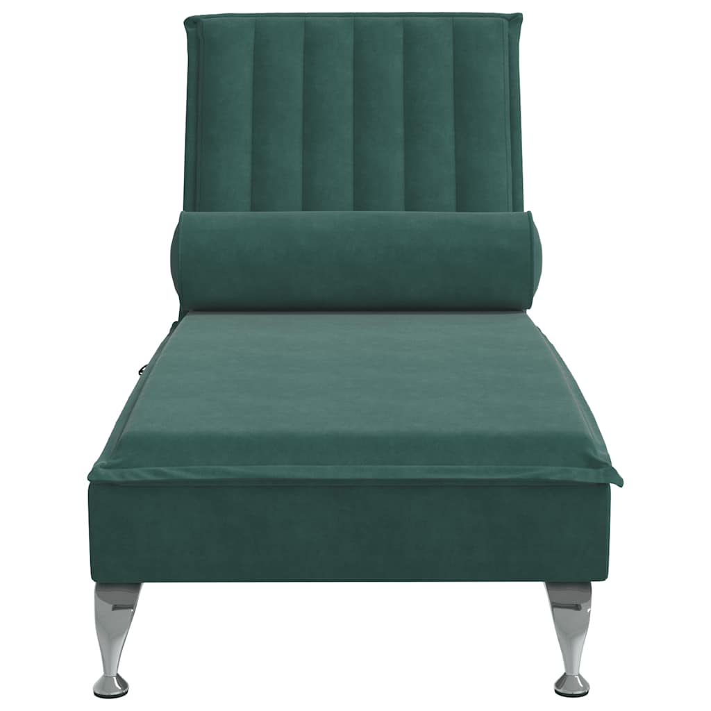 Chaise longue de massage avec traversin vert foncé velours - XIOS