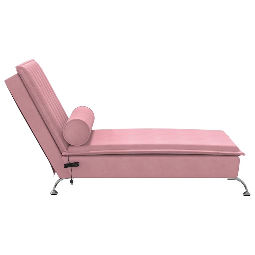 Chaise longue de massage avec traversin rose velours - XIOS