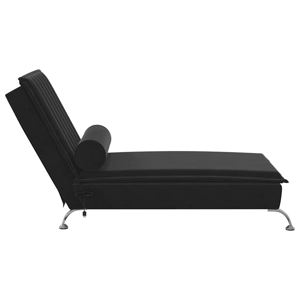 Chaise longue de massage avec traversin noir velours - XIOS