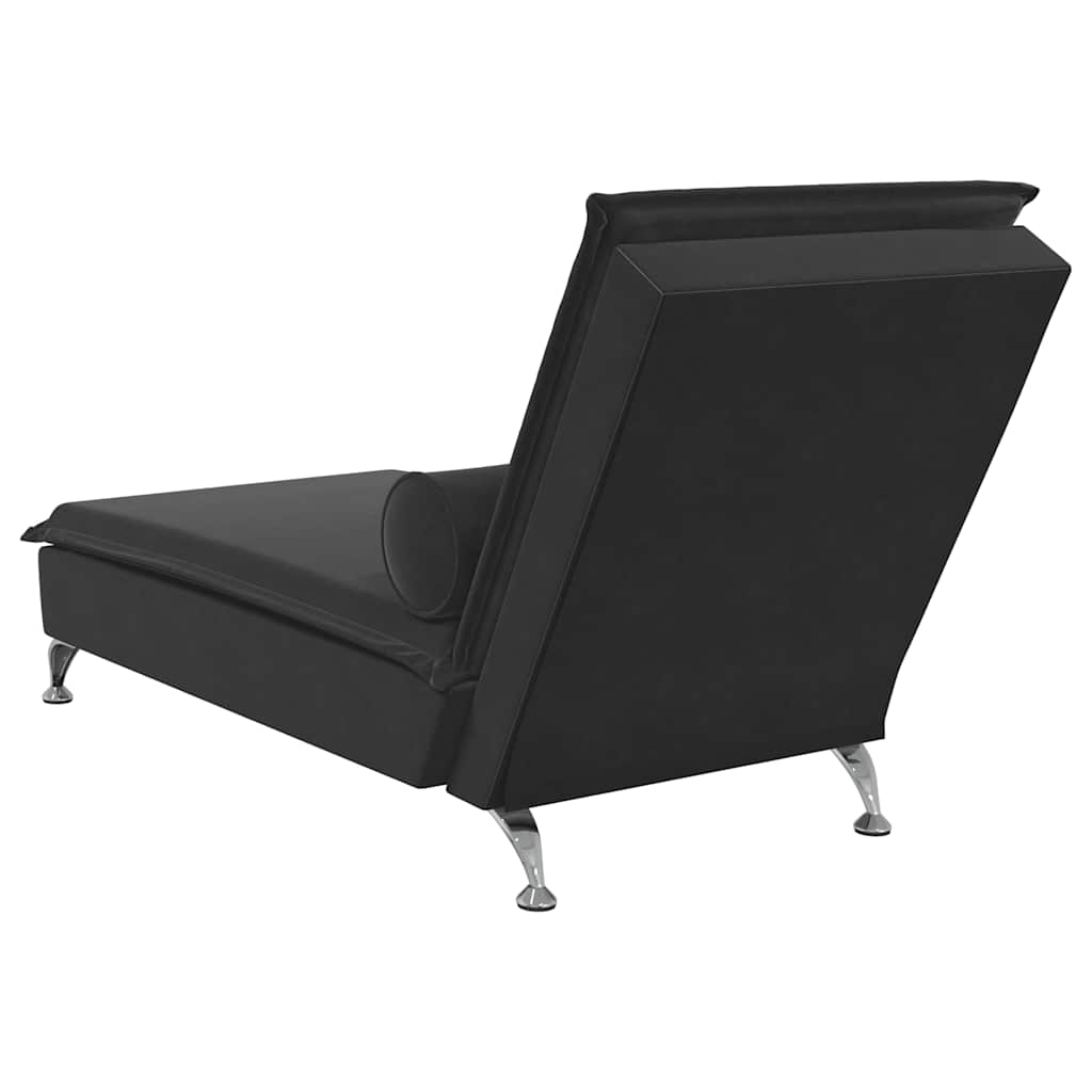 Chaise longue de massage avec traversin noir velours - XIOS