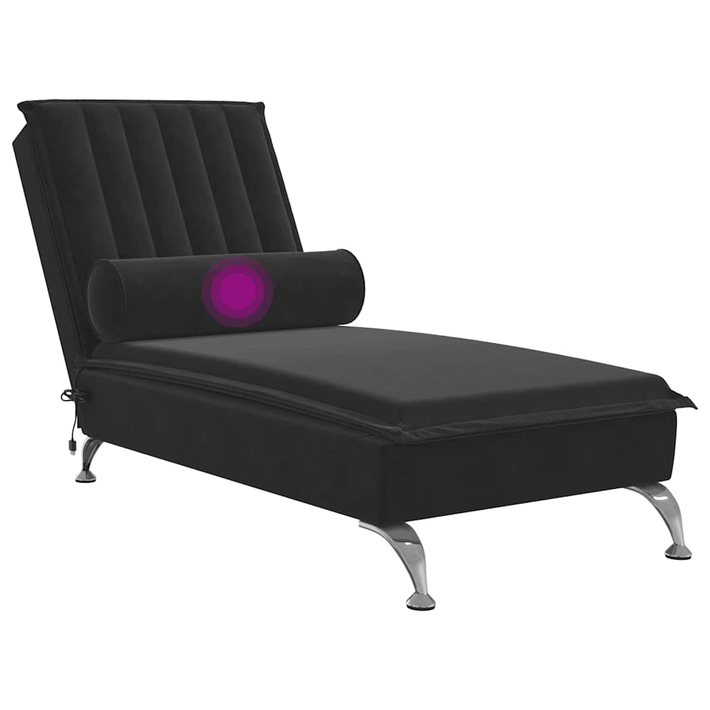 Chaise longue de massage avec traversin noir velours - XIOS