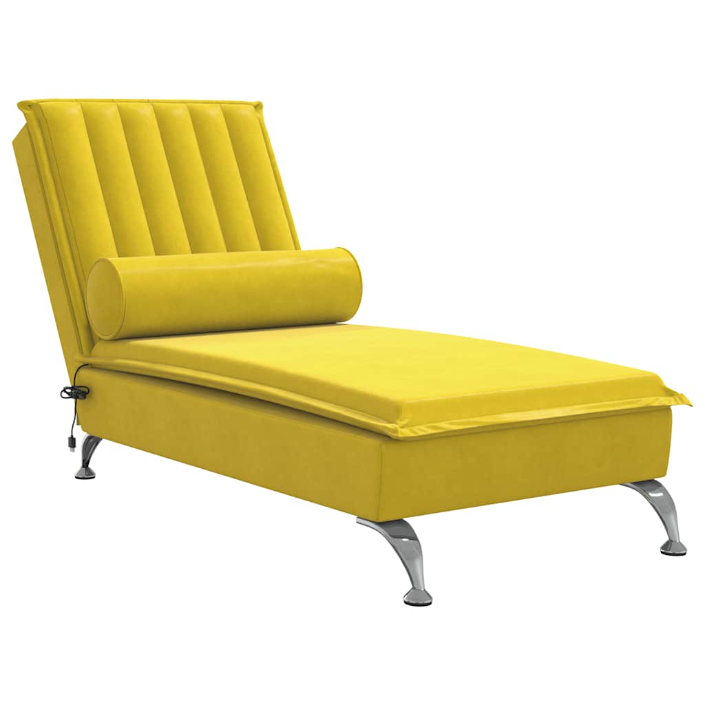 Chaise longue de massage avec traversin jaune velours - XIOS