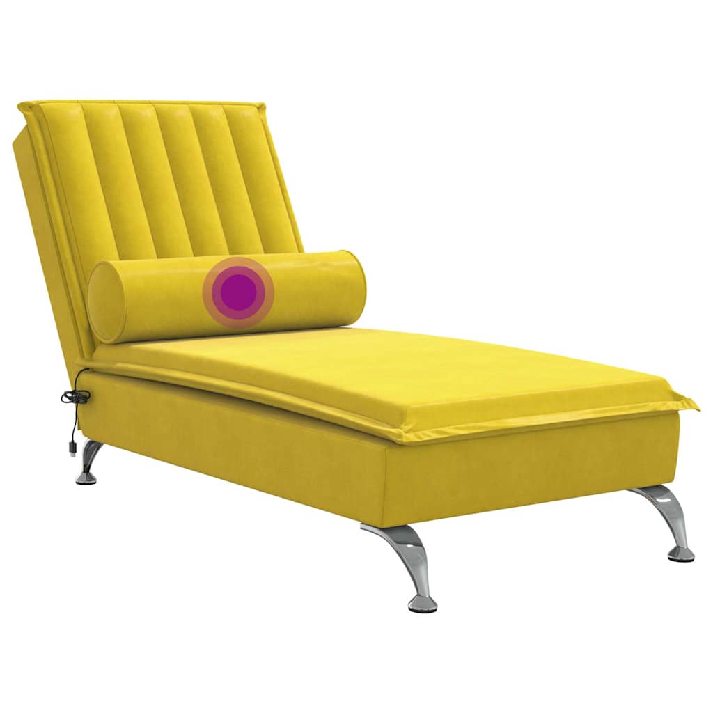Chaise longue de massage avec traversin jaune velours - XIOS