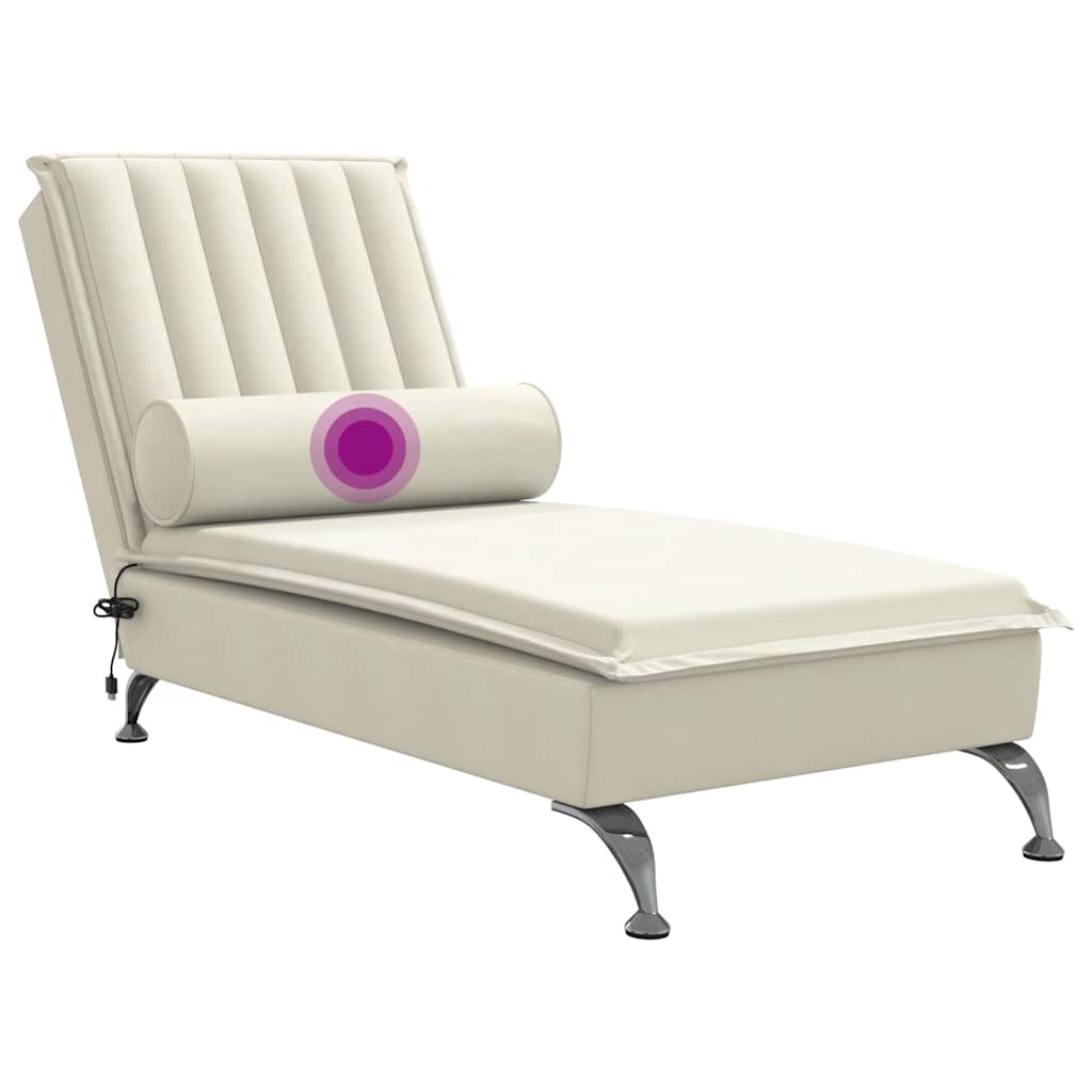 Chaise longue de massage avec traversin crème velours - XIOS