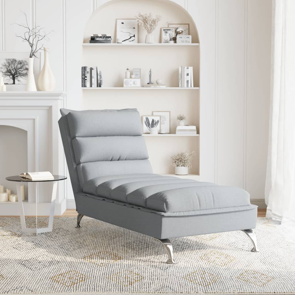 Chaise longue avec coussins gris clair tissu - XIOS