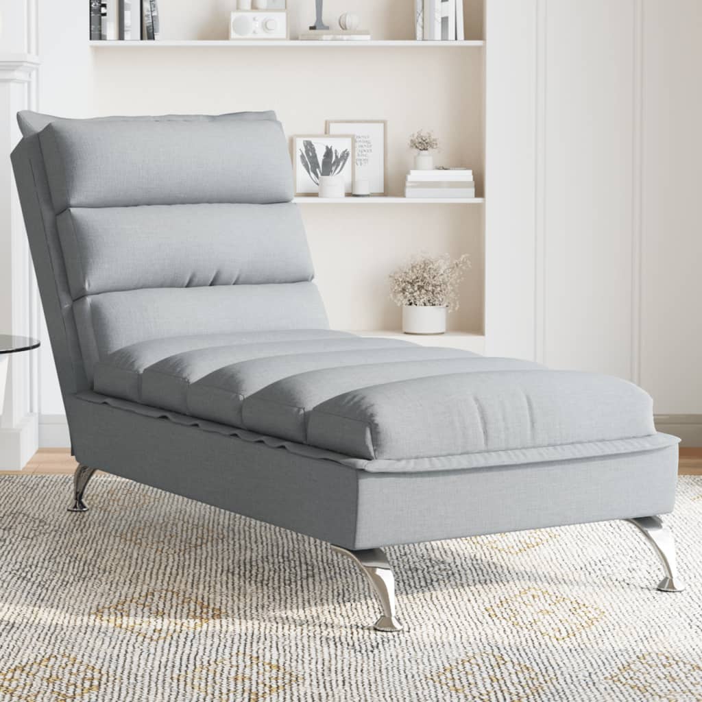 Chaise longue avec coussins gris clair tissu - XIOS