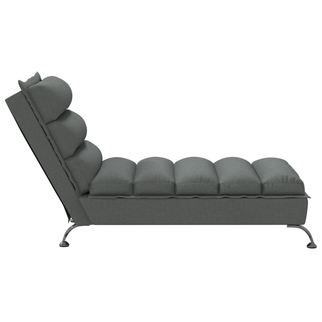 Chaise longue avec coussins gris foncé tissu - XIOS
