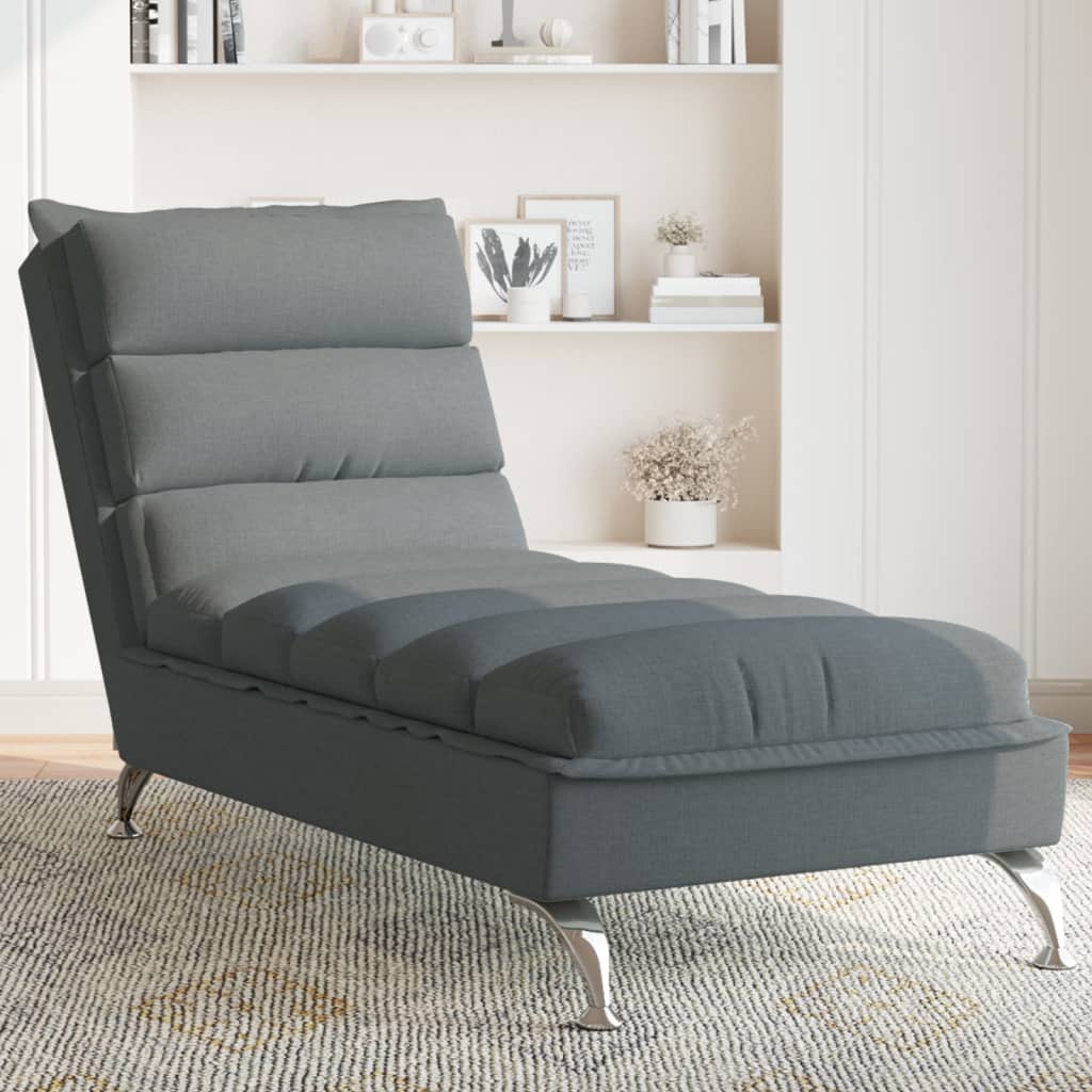 Chaise longue avec coussins gris foncé tissu - XIOS