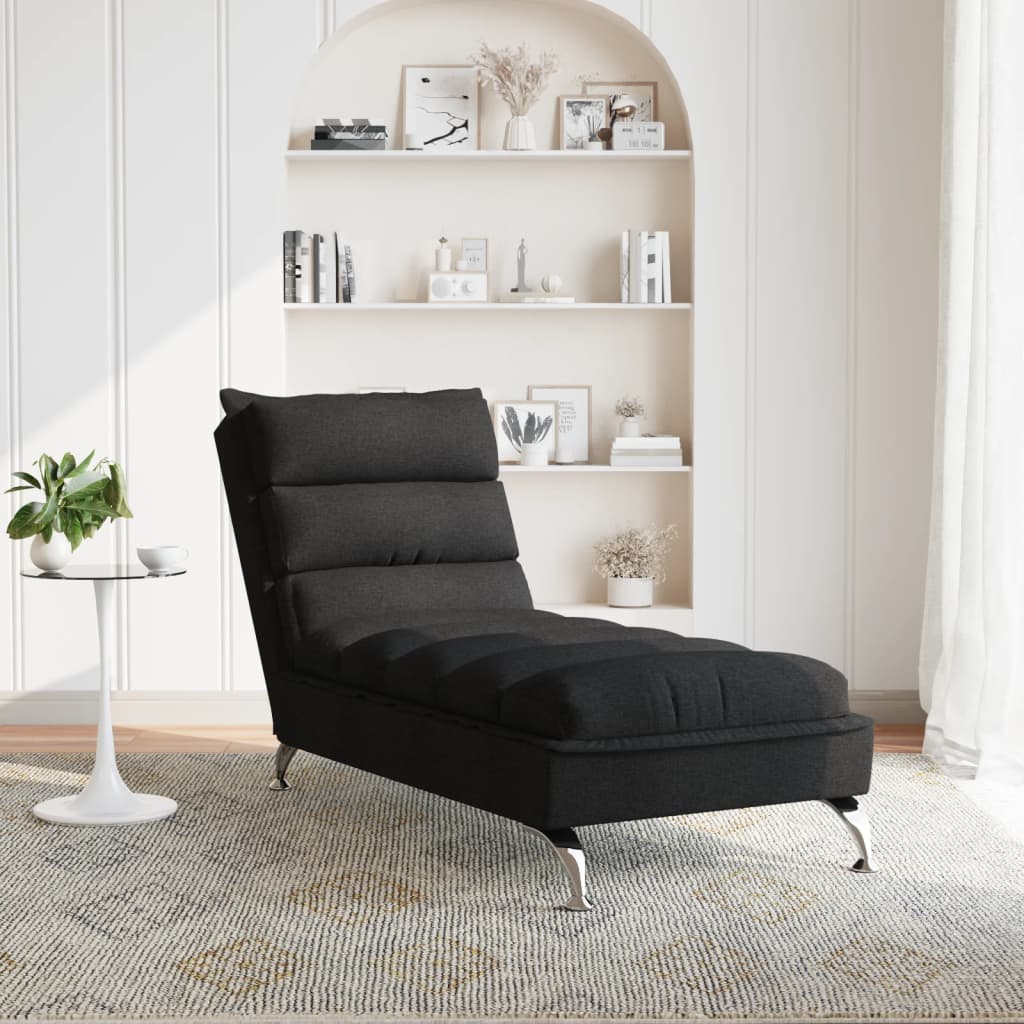 Chaise longue avec coussins noir tissu - XIOS