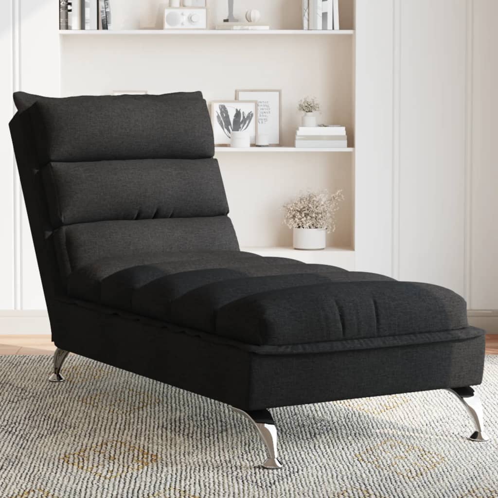 Chaise longue avec coussins noir tissu - XIOS