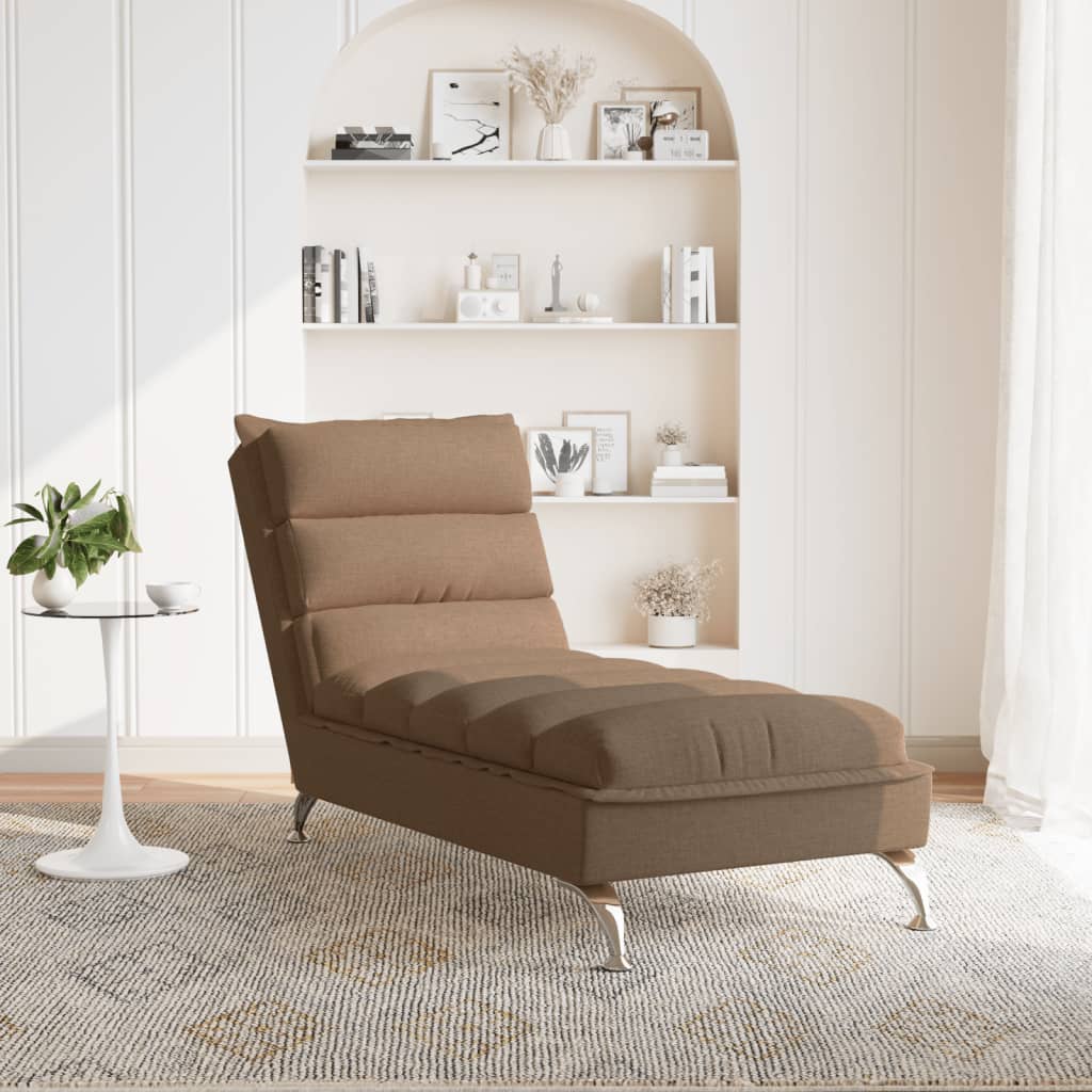 Chaise longue avec coussins marron tissu - XIOS
