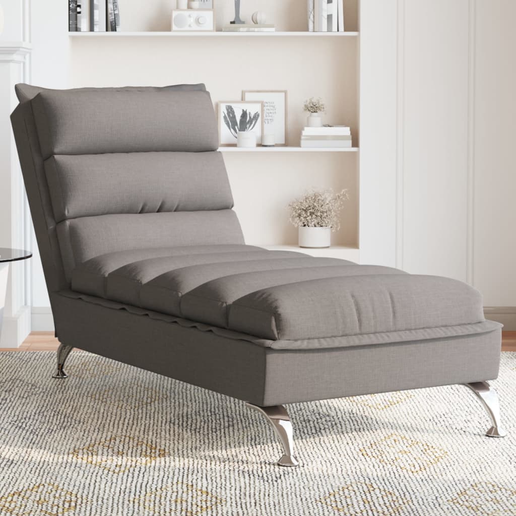 Chaise longue avec coussins taupe tissu - XIOS