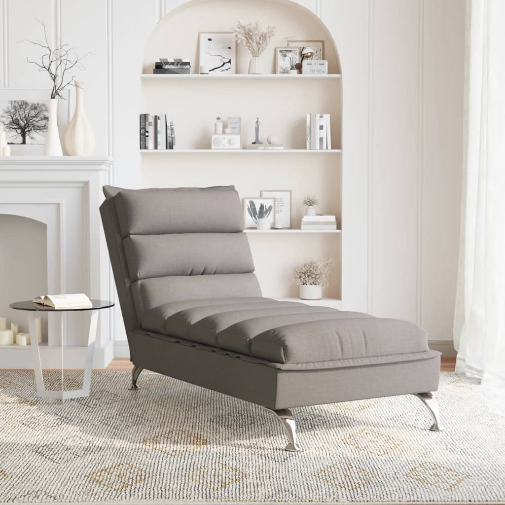 Chaise longue avec coussins taupe tissu - XIOS