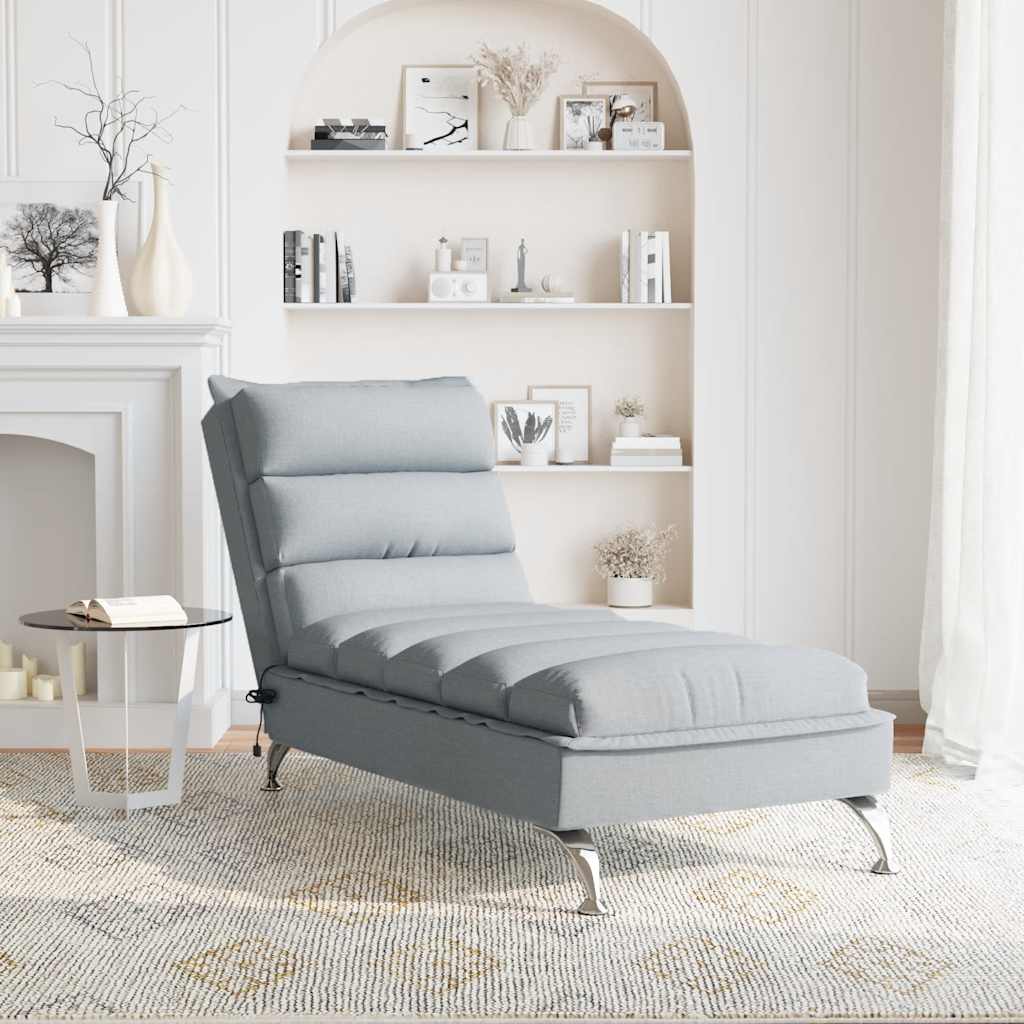 Chaise longue de massage avec coussins gris clair tissu - XIOS