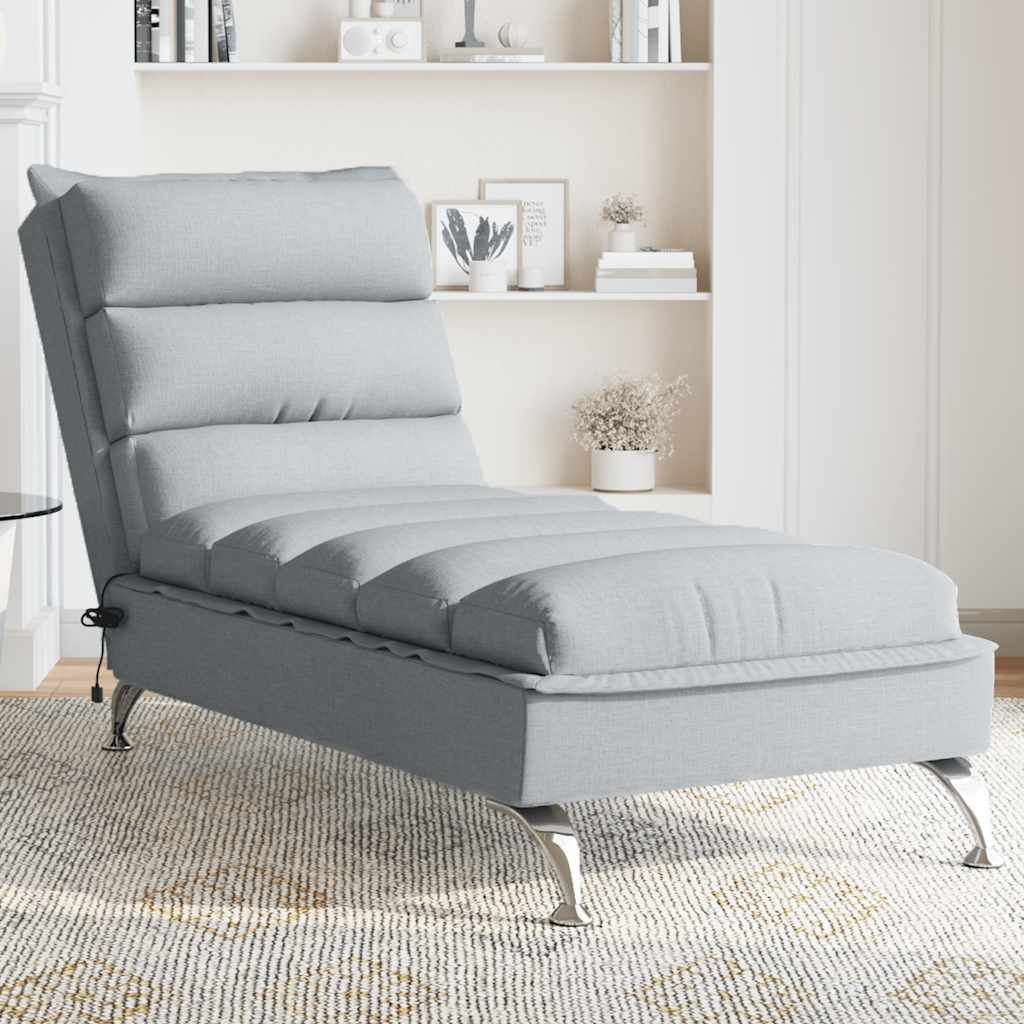 Chaise longue de massage avec coussins gris clair tissu - XIOS
