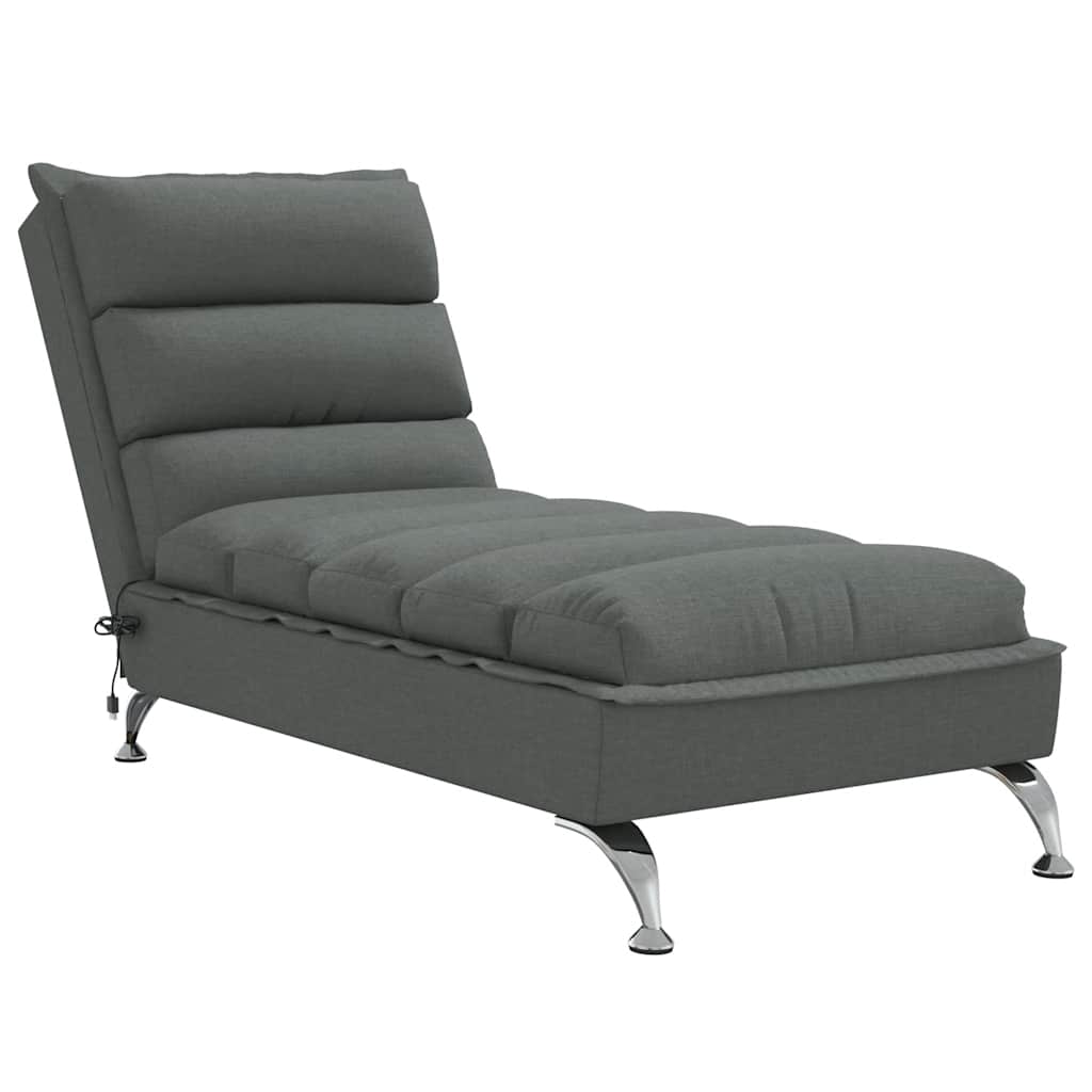 Chaise longue de massage avec coussins gris foncé tissu - XIOS