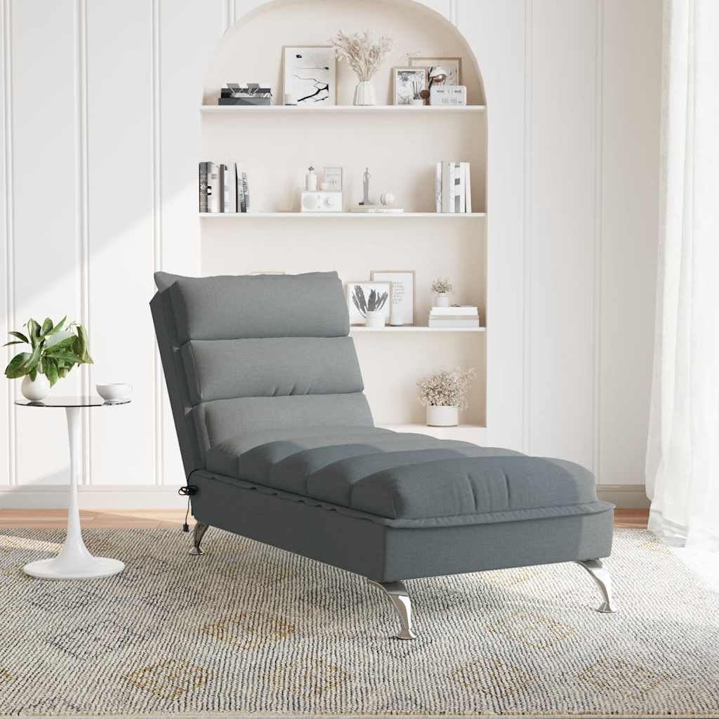 Chaise longue de massage avec coussins gris foncé tissu - XIOS