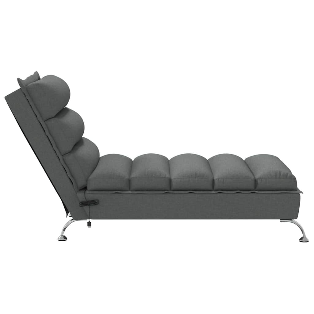 Chaise longue de massage avec coussins gris foncé tissu - XIOS
