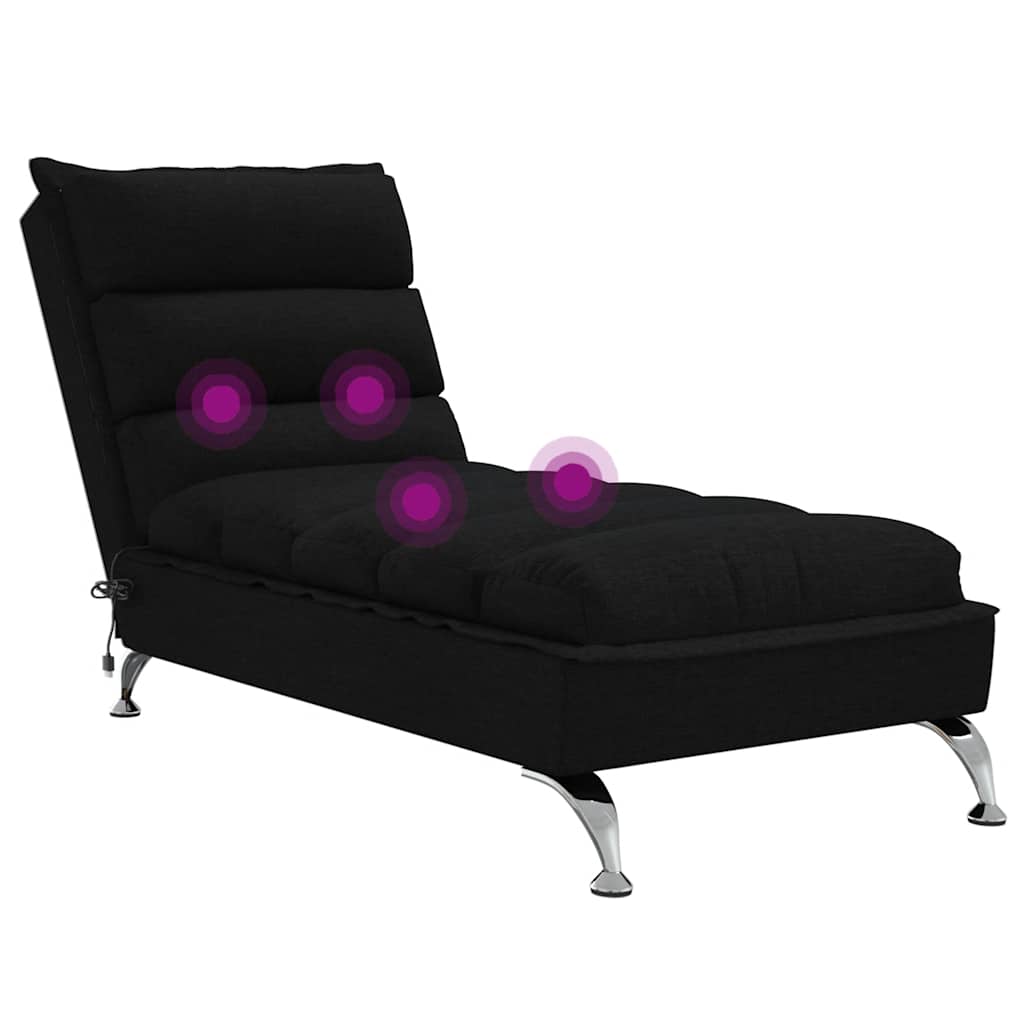 Chaise longue de massage avec coussins noir tissu - XIOS
