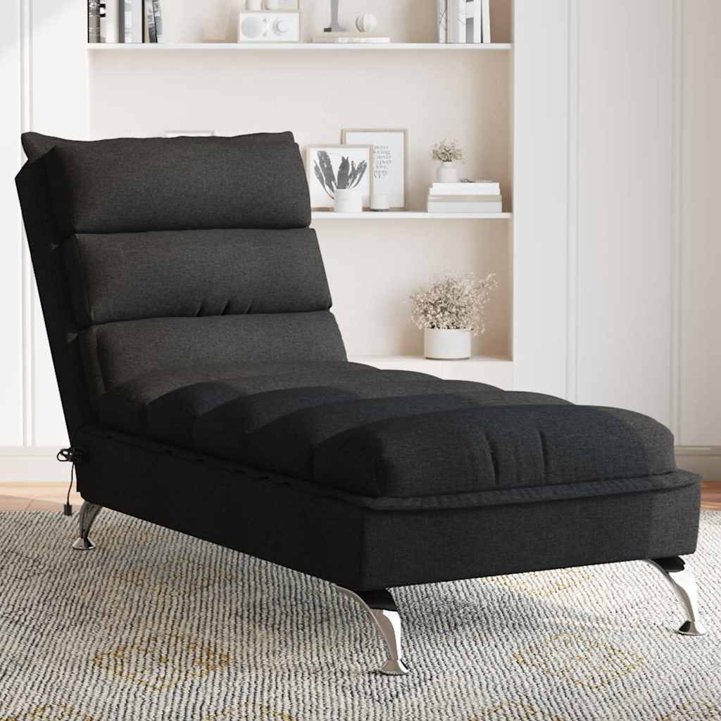 Chaise longue de massage avec coussins noir tissu - XIOS