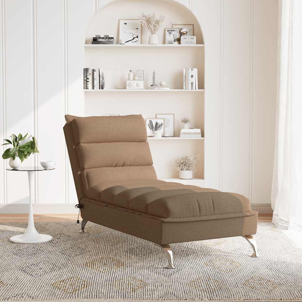 Chaise longue de massage avec coussins marron tissu - XIOS