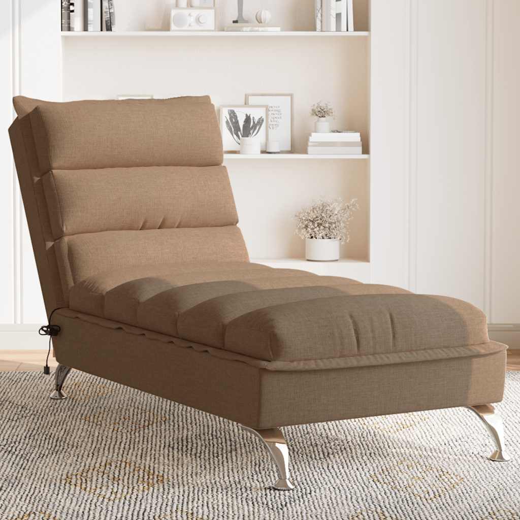 Chaise longue de massage avec coussins marron tissu - XIOS