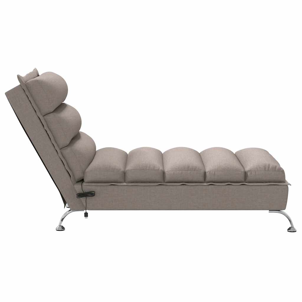Chaise longue de massage avec coussins taupe tissu - XIOS