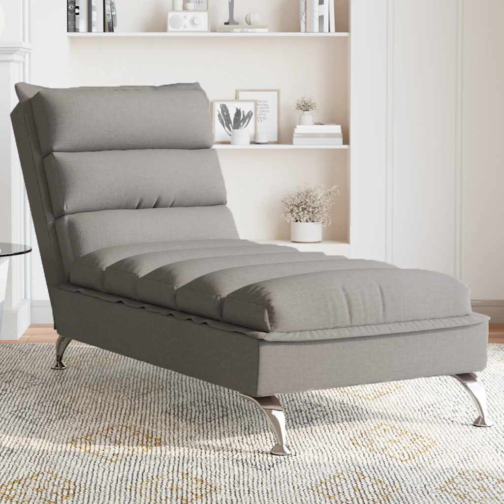 Chaise longue de massage avec coussins taupe tissu - XIOS