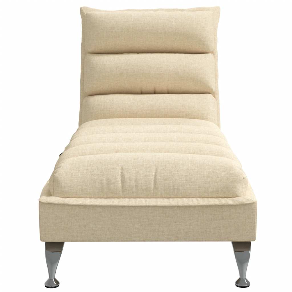 Chaise longue de massage avec coussins crème tissu - XIOS